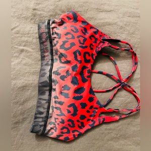 Blanc Noir pink leopard print bra Size S.